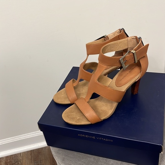 ADRIENNE VITTADINI Varsity Strappy Waxy Wash Leather Zip-Back Heels